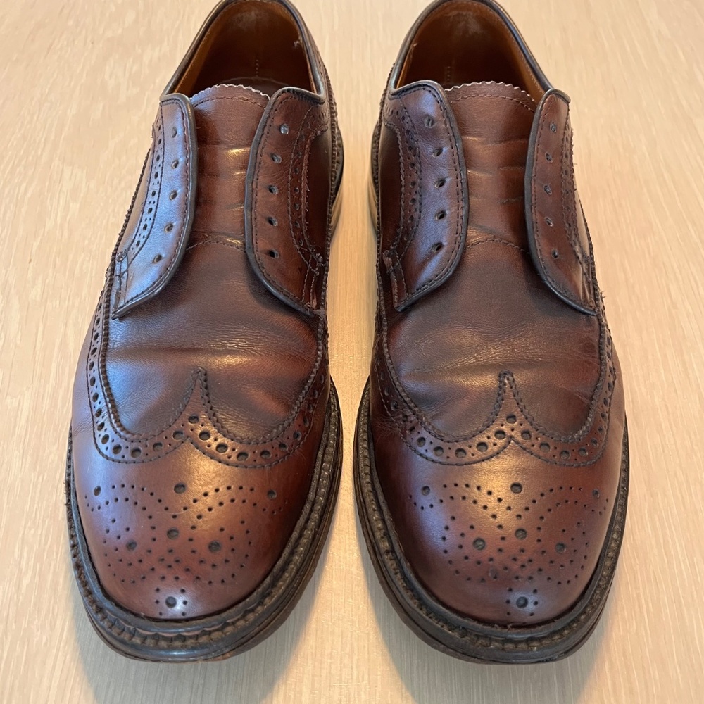Alden Shoes Mens 7.5 Long Wing Gunboat Bluchers Dark Brown Calfskin for J. Crew - Picture 10 of 14